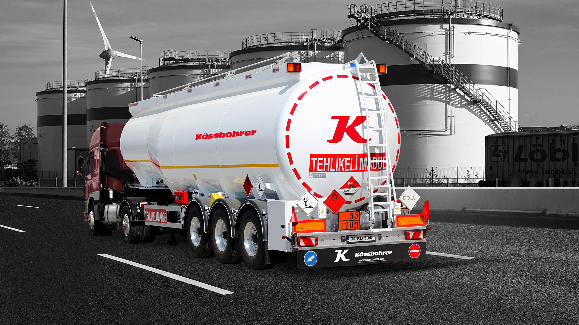 A professional fuel tanker truck on the road